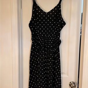 Polka Dot Sleeveless Black Dress